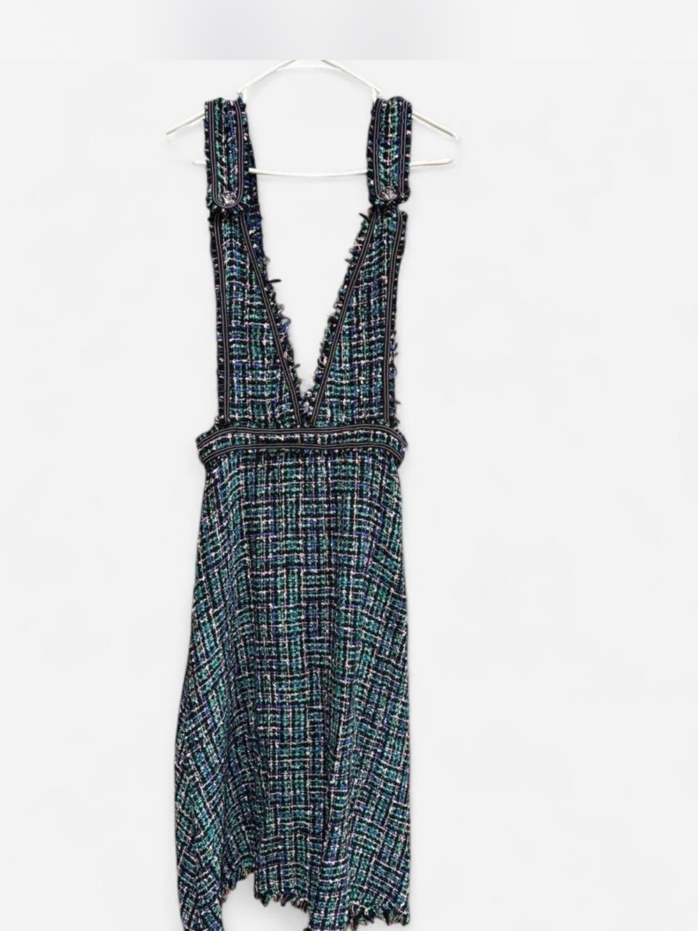 Zara Navy, Teal & Black Deep V Midi Dress